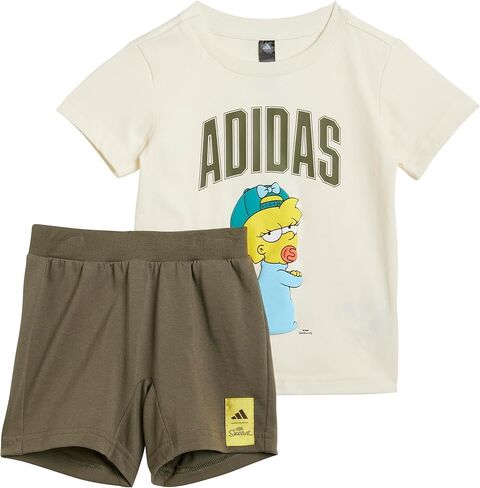 adidas Unisex-Baby The Simpsons T-Shirt Set, Cream White, 18 Months in Saudi Arabia