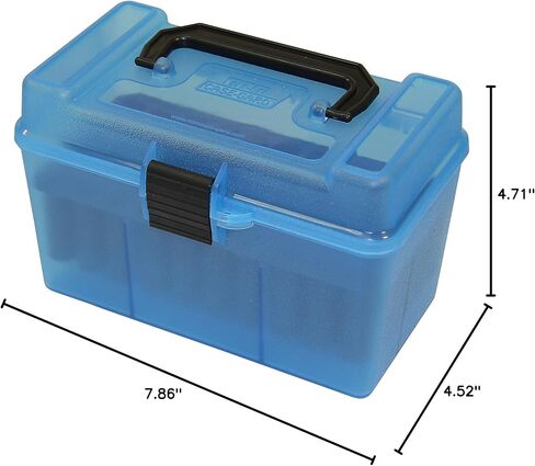 MTM H50-RL Deluxe 50-Round Rifle Ammo Case Box 30-06 270 Win 25-06, Clear Blue, Model:H50-RL-24 in Saudi Arabia