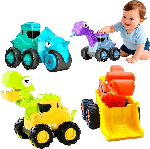 لعبة سيارة Snugzy 6 قطع اضغط للذهاب للأطفال الصغار 1-3 ألعاب سيارات الدفع الحيوانية مجموعة هدايا عيد الميلاد للأطفال الأولاد والبنات in Kuwait