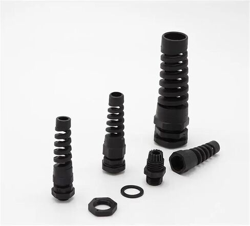 مقاوم للماء M12 M16/M18 M20 PG7 PG9 وصلة كابل بلاستيكية مرنة حلزونية لتخفيف الضغط لخيط سلك 3.5-6 مم (M12 BK 10 قطع) in Saudi Arabia