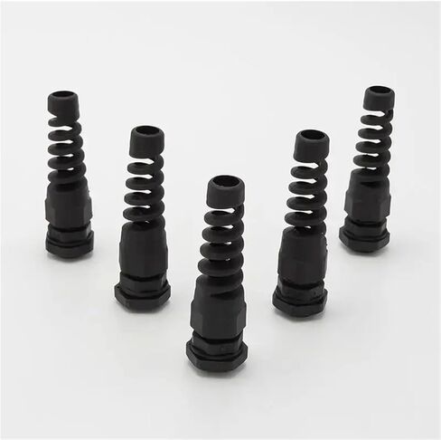 مقاوم للماء M12 M16/M18 M20 PG7 PG9 وصلة كابل بلاستيكية مرنة حلزونية لتخفيف الضغط لخيط سلك 3.5-6 مم (M12 BK 10 قطع) in Saudi Arabia