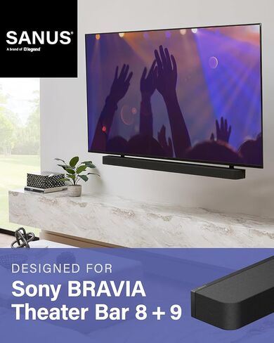 حامل مكبر صوت للتلفزيون قابل لضبط الارتفاع من SANUS متوافق مع Sony BRAVIA Theatre Bar 8 & Bar 9 - يناسب أجهزة التلفاز من 50 إلى 90 بوصة - سهل التركيب مع الأجهزة المضمنة in Saudi Arabia
