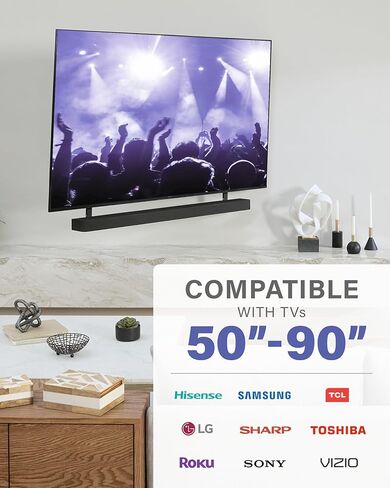 حامل مكبر صوت للتلفزيون قابل لضبط الارتفاع من SANUS متوافق مع Sony BRAVIA Theatre Bar 8 & Bar 9 - يناسب أجهزة التلفاز من 50 إلى 90 بوصة - سهل التركيب مع الأجهزة المضمنة in Saudi Arabia