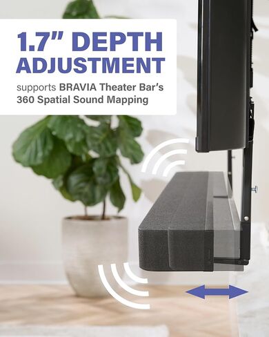 حامل مكبر صوت للتلفزيون قابل لضبط الارتفاع من SANUS متوافق مع Sony BRAVIA Theatre Bar 8 & Bar 9 - يناسب أجهزة التلفاز من 50 إلى 90 بوصة - سهل التركيب مع الأجهزة المضمنة in Saudi Arabia