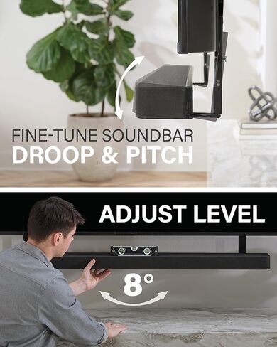 حامل مكبر صوت للتلفزيون قابل لضبط الارتفاع من SANUS متوافق مع Sony BRAVIA Theatre Bar 8 & Bar 9 - يناسب أجهزة التلفاز من 50 إلى 90 بوصة - سهل التركيب مع الأجهزة المضمنة in Saudi Arabia