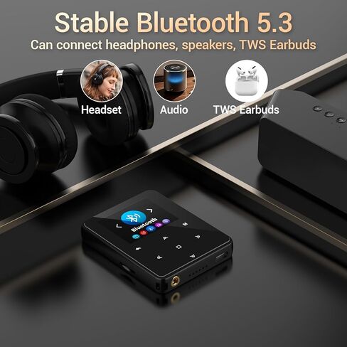 64GB Bluetooth 5.3 MP3 Player, Hi-Fi Lossless Music Player with Speaker, Pocket Size for Running & Workout, FM Radio & Voice Recorder, Supports up to 128GB Micro SD, Ideal Tech Gift in Saudi Arabia