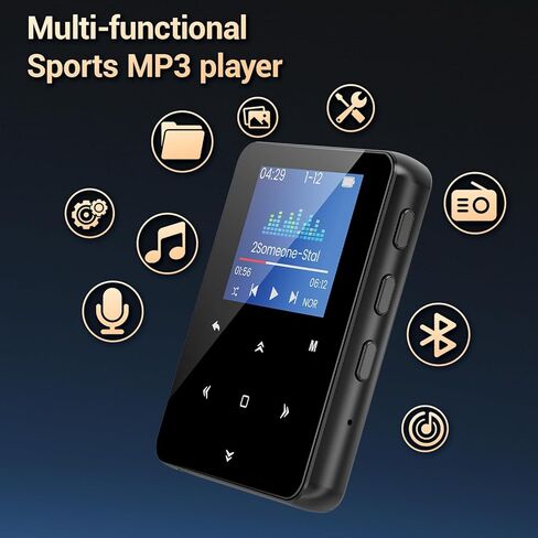 64GB Bluetooth 5.3 MP3 Player, Hi-Fi Lossless Music Player with Speaker, Pocket Size for Running & Workout, FM Radio & Voice Recorder, Supports up to 128GB Micro SD, Ideal Tech Gift in Saudi Arabia