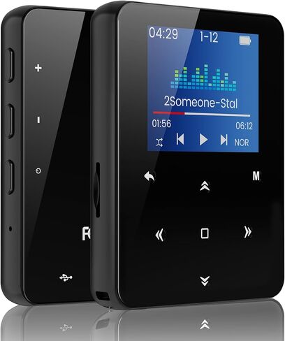 64GB Bluetooth 5.3 MP3 Player, Hi-Fi Lossless Music Player with Speaker, Pocket Size for Running & Workout, FM Radio & Voice Recorder, Supports up to 128GB Micro SD, Ideal Tech Gift in Saudi Arabia