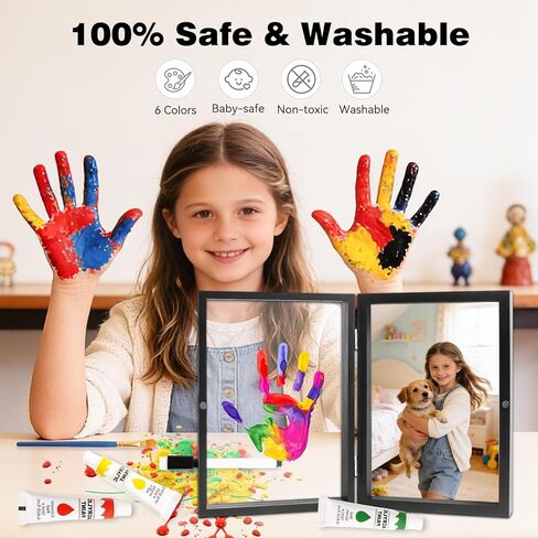 مجموعة بصمة اليد العائلية من Pequecom، مجموعة يد الطفل وبصمة القدم DIY هدايا تذكارية مصنوعة يدويًا بإطار خشبي للآباء الجدد والأم والطفل، والأجداد، والأزواج، وعيد الأب، وعيد الأم، والذكرى السنوية، 6 دهانات غير سامة in Saudi Arabia