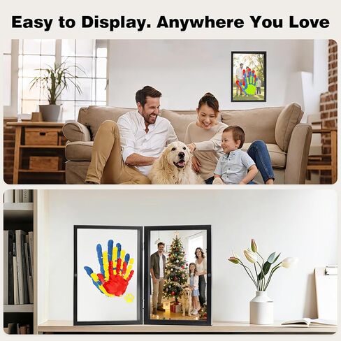 مجموعة بصمة اليد العائلية من Pequecom، مجموعة يد الطفل وبصمة القدم DIY هدايا تذكارية مصنوعة يدويًا بإطار خشبي للآباء الجدد والأم والطفل، والأجداد، والأزواج، وعيد الأب، وعيد الأم، والذكرى السنوية، 6 دهانات غير سامة in Saudi Arabia