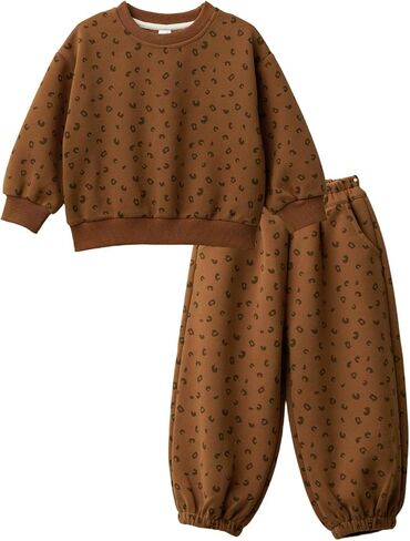 Toddler Girl Fall Clothes 1T 2T 3T 4T 5T Girl Winter Outfits Long Sleeve Sweatshirt and Baggy SweatPants with Pocket in Saudi Arabia