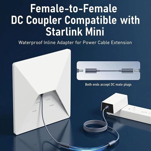 موسع كابل الطاقة Starlink DC، محول مقاوم للماء من أنثى إلى أنثى، متوافق مع ملحقات Starlink لإمداد الطاقة الممتد، عبوتان in Saudi Arabia