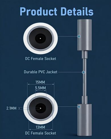 موسع كابل الطاقة Starlink DC، محول مقاوم للماء من أنثى إلى أنثى، متوافق مع ملحقات Starlink لإمداد الطاقة الممتد، عبوتان in Saudi Arabia