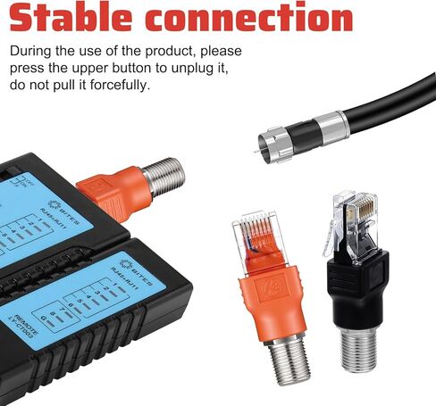 2 قطعة محول محوري أنثى إلى ذكر RJ45 من النوع F، محول إيثرنت ذكر F أنثى إلى RJ45 ذكر، موصل مستقيم محوري باللونين الأسود والبرتقالي، وصلة محورية مستقيمة in Saudi Arabia