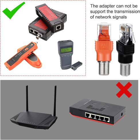 2 قطعة محول محوري أنثى إلى ذكر RJ45 من النوع F، محول إيثرنت ذكر F أنثى إلى RJ45 ذكر، موصل مستقيم محوري باللونين الأسود والبرتقالي، وصلة محورية مستقيمة in Saudi Arabia