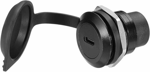 محول تركيب لوحة USB-C مع غطاء غبار، وصلة تثبيت لوحة من النوع C، ممر دائري من خلال موصل أنثى إلى أنثى محول تمديد الحاجز لنقل البيانات/الشحن، أسود in Kuwait