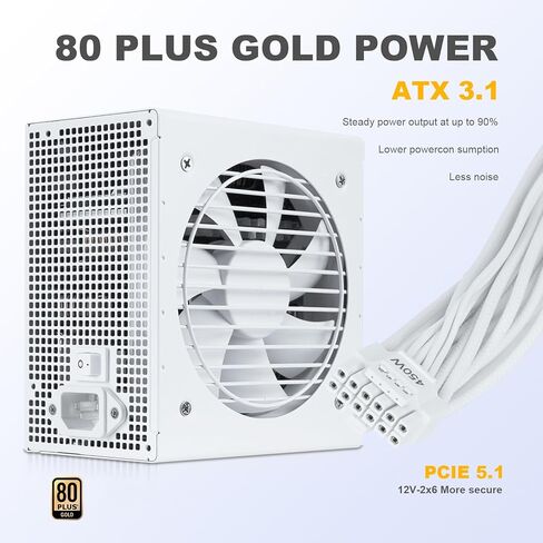 مزود طاقة SAMA White 650W - مزود طاقة معياري بالكامل 80 Plus معتمد من الذهب ATX 3.1 وPCIE 5.1، يدعم وحدات معالجة الرسومات من سلسلة RTX 30/40 in Kuwait