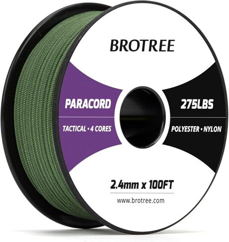 275 باراكورد 2.4 ملم سلك تكتيكي 100' حبل نايلون 4 خيوط حبل المظلة للخارجية، الحرف اليدوية، DIY in Kuwait
