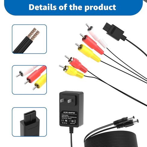 Norward AC Adapter for Nintendo SNES Nes Power Cord, Audio Video AV Cable and AV to TV RCA Cord Compatible with Super Nintendo SNES Nes Genesis 1 Systems Game Console Power Supply in Saudi Arabia