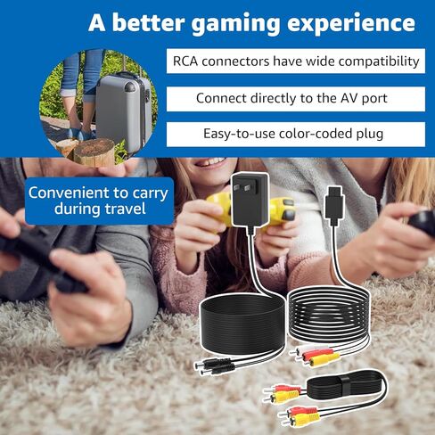 Norward AC Adapter for Nintendo SNES Nes Power Cord, Audio Video AV Cable and AV to TV RCA Cord Compatible with Super Nintendo SNES Nes Genesis 1 Systems Game Console Power Supply in Saudi Arabia
