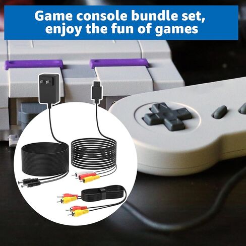 Norward AC Adapter for Nintendo SNES Nes Power Cord, Audio Video AV Cable and AV to TV RCA Cord Compatible with Super Nintendo SNES Nes Genesis 1 Systems Game Console Power Supply in Saudi Arabia