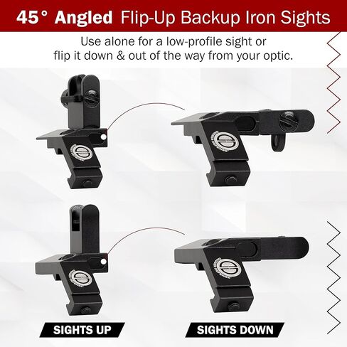 - شركة مملوكة للطبيب البيطري القتالي - Dagger Defense flip up BUIS 45 درجة Picatinny Rail مثبتة على مشاهد حديدية احتياطية. in Kuwait