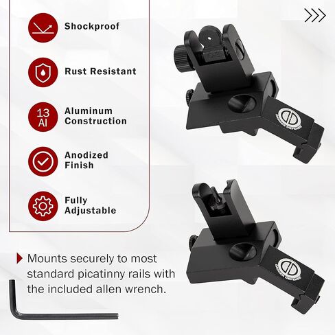 - شركة مملوكة للطبيب البيطري القتالي - Dagger Defense flip up BUIS 45 درجة Picatinny Rail مثبتة على مشاهد حديدية احتياطية. in Kuwait