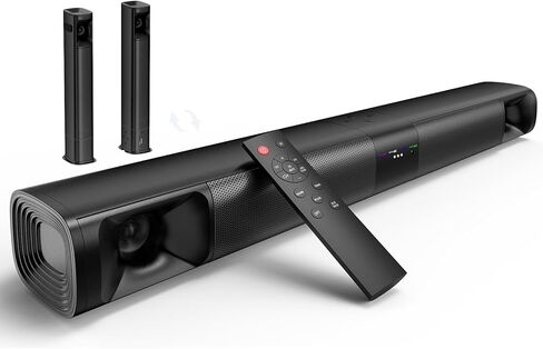 Sound Bar for Smart TV, 80W 2.0 Channel Detachable Soundbar with Optical/ARC/AUX/Bluetooth, Surround Sound System for Home Theater, Wall Mountable or Desktop TV Speaker. in Saudi Arabia