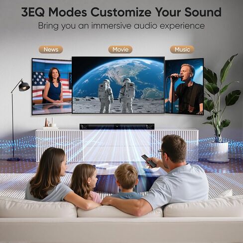 Sound Bar for Smart TV, 80W 2.0 Channel Detachable Soundbar with Optical/ARC/AUX/Bluetooth, Surround Sound System for Home Theater, Wall Mountable or Desktop TV Speaker. in Saudi Arabia