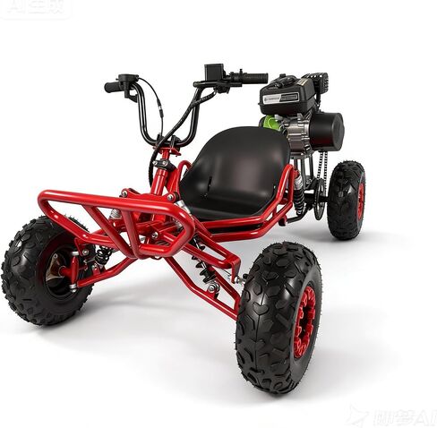 Zyliathor 212cc 4-Stroke Off-Road Go Kart، إطارات مقاس 6 بوصات لجميع التضاريس، مفتاح تشغيل وإيقاف السحب، نظام تعليق رباعي الصدمات، قرص هيدروليكي — ترابي • عشبي — ثلجي — أحمر in Saudi Arabia