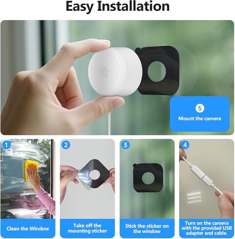 كاميرا نافذة، كاميرات داخلية 2K 2.4G WIFI لأمن المنزل مع رؤية ليلية بضوء النجوم، اكتشاف ذكي بالذكاء الاصطناعي، إرسال طوارئ 911، سحابة مقرها الولايات المتحدة، محادثة ثنائية الاتجاه، تسجيل 24/7، تثبيت سهل وسريع in Kuwait