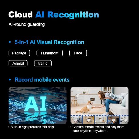 كاميرا نافذة، كاميرات داخلية 2K 2.4G WIFI لأمن المنزل مع رؤية ليلية بضوء النجوم، اكتشاف ذكي بالذكاء الاصطناعي، إرسال طوارئ 911، سحابة مقرها الولايات المتحدة، محادثة ثنائية الاتجاه، تسجيل 24/7، تثبيت سهل وسريع in Kuwait