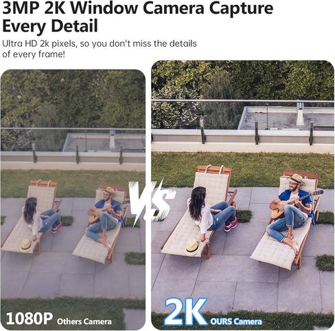 كاميرا نافذة، كاميرات داخلية 2K 2.4G WIFI لأمن المنزل مع رؤية ليلية بضوء النجوم، اكتشاف ذكي بالذكاء الاصطناعي، إرسال طوارئ 911، سحابة مقرها الولايات المتحدة، محادثة ثنائية الاتجاه، تسجيل 24/7، تثبيت سهل وسريع in Kuwait