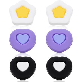 6 PCS Thumb Grips for Nintendo Switch Pro Controller - Soft Silicone Joystick Caps with Cute Heart & Star Designs | Non-Slip, Comfort & Protect | Gaming Accessories Gift for Women & Men in Kuwait