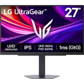 LG 27G810A-B شاشة ألعاب Ultragear 4K UHD (3840 x 2160) IPS مقاس 27 بوصة، وضع مزدوج UHD 180 هرتز أو FHD 360 هرتز، 1 مللي ثانية، NVIDIA G-Sync، AMD FreeSync Premium، VESA DisplayHDR 400، HDMI 2.1، أسود in Kuwait