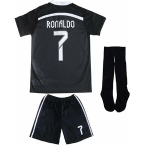 LeenBD No #7 Madrid Black Dragoon Special Edition للأطفال طقم جيرسي لكرة القدم مجموعة جوارب قصيرة مقاسات الشباب (أسود، 28.) in Kuwait