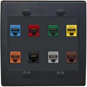 RiteAV Cat6 Colors Wall Plate 8 Port - Flat 2 Gang [Gray/Gray] in Saudi Arabia