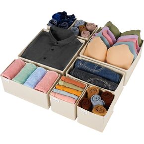 ملابس تنظيم أدراج Criusia، 16 قطعة من منظمات أدراج الملابس الداخلية، منظمات خزانة قابلة للطي وخزانة تخزين فواصل أدراج الملابس، منظم الملابس للملابس والجوارب والأوشحة وحمالة الصدر وربطات العنق (بيج) in Kuwait