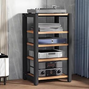 2/3/4/5 Tier Audio Cabinet Stand, Adjustable Media Rack for Record Player, AV Component Tower, Home Stereo System with Height-Adjustable Shelves, Beige in Saudi Arabia