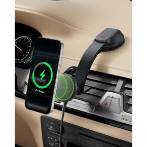 شاحن سيارة لاسلكي من بيلكين، حامل مغناطيسي للسيارة مع كابل USB C بطول 1 متر، شاحن iPhone سريع متوافق مع Qi2 MagSafe لهواتف iPhone 17 وGalaxy S25 وPixel 10 والمزيد - ملحقات السفر - أسود in Kuwait
