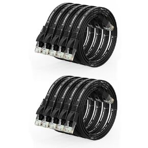 Cat 6 Ethernet Cable 1.5ft (24 Pack) (at a Cat5e Price but Higher Bandwidth) Flat Internet Network Cables - Cat6 Ethernet Patch Cable Short - Black Computer LAN Cable with Snagless RJ45 Connectors in Saudi Arabia