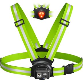 Acso Running Lights for Runners, 500 Lumens Running Light with 360°Reflective Vest, 45° Adjustable,IPX5 Waterproof Rechargeable Light Up Gear for Night Walking/Cycling/Jogging/Hiking in Saudi Arabia
