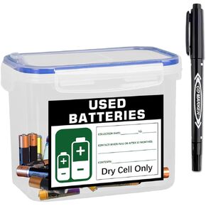 حاوية التخلص من البطارية لبطاريات الخلايا الجافة المستخدمة، صندوق تخزين لإعادة تدوير البطارية مع ملصق وعلامة التاريخ، صندوق منظم البطارية لمجموعة المكتب المنزلي وأماكن العمل in Kuwait