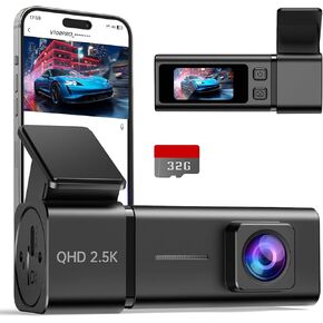 Dash Cam 2.5K Front Dash Camera for Cars with App, WiFi Mini Dashcam Built-in IPS Screen, Night Vision, G-Sensor, Smart Voice, Loop Recording, 24H Parking Mode, 32G SD Card Included, Support 256GB Max in Kuwait