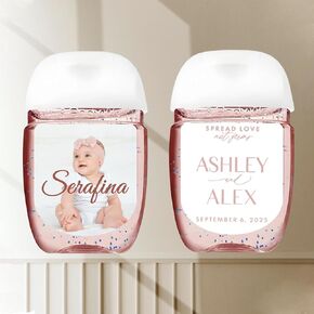 ملصقات مخصصة لمطهر اليد مخصصة مع نص صورة الشعار الخاص بك، مثالية لحفلات استقبال المولود الجديد، مقاس 1.28 بوصة × 1.38 بوصة in Kuwait