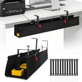 Under Desk Cable Management Tray, 36" Cord Organizer for Table, Clamp/Screw Mount Desk Cable Management, Premium Fabric Cable Management Tray for Office, Home in Saudi Arabia