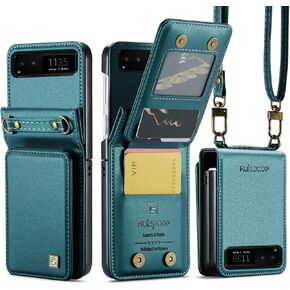 ل Motorola Razr 2023 علبة مع حامل البطاقة [Crossbody & Hand Strap] Classic Retro Pu Leather Flip Cover Slot Slot Magnetic Cloture Women Men Flip Progresction for Moto Razr 2023 Red in Kuwait