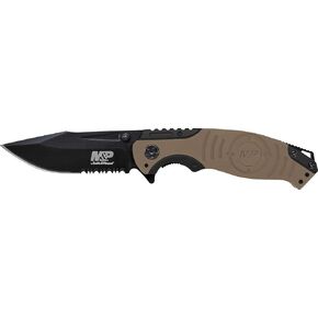 Smith & Wesson M&P SWMP13GLS 8.2 بوصة سكين عالي الكربون SS قابل للطي مع شفرة مشبك مسننة 3.5 بوصة ومقبض ألومنيوم للتكتيكية والبقاء وEDC in Kuwait