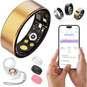 Health Rings for Women Men, Fitness Tracker with Heart Rate,Blood Oxygen, Blood Pressure, Sleep/Step Tracker, IP68 Waterproof Smart Ring for iPhone & Android (Silver, 10#) in Saudi Arabia