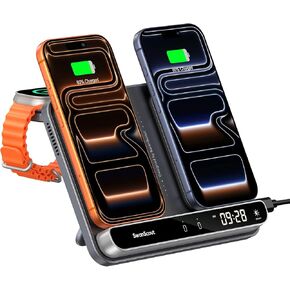 Dual Phone Charger, Wireless Charger for iPhone 17/16/15/14/13/12 Series, for Apple Watch 11/10/9/8/7/Ultra 3/SE 3, for AirPods 4/Pro 3/Pro 2, SwanScout 710A in Kuwait